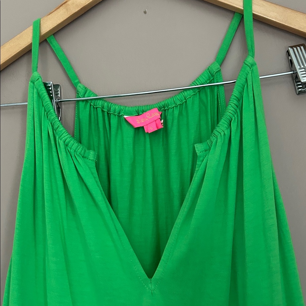Lilly Pulitzer Maribella Maxi Dress Gecko Green Halter Tiered Size L - Picture 7 of 12